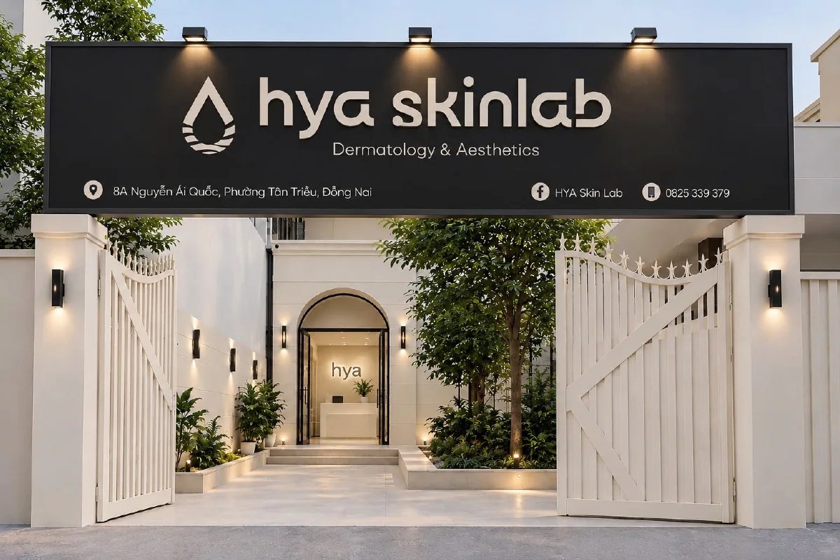 Biển hiệu HYA Skinlab và lối vào